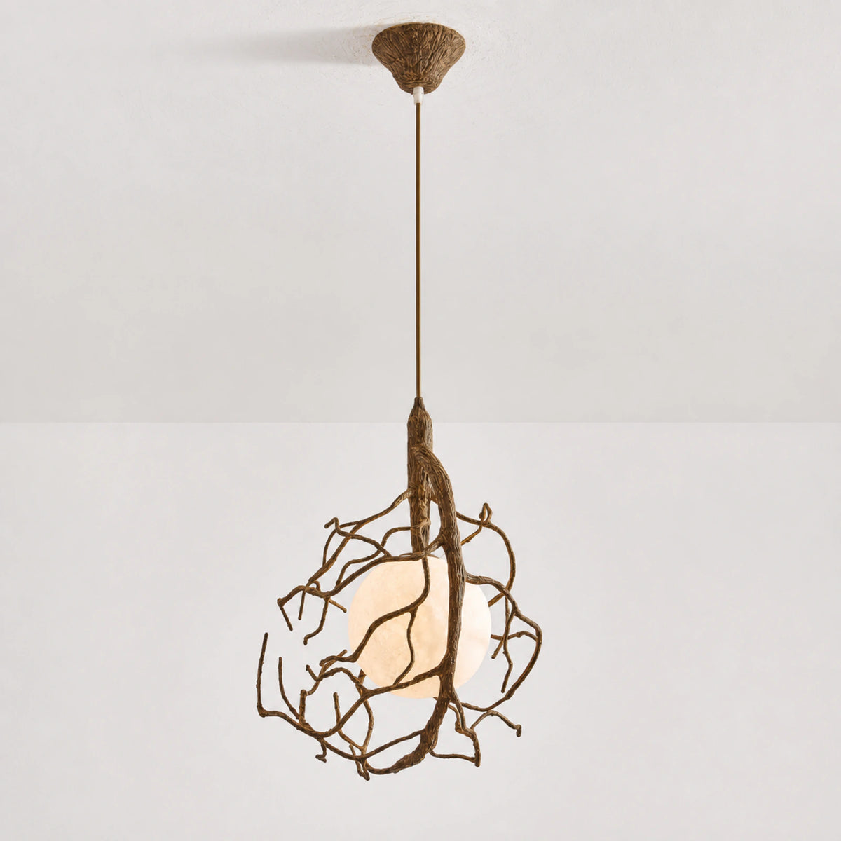 Single-Light Sanqiu Moonwheel Branch Pendant Light