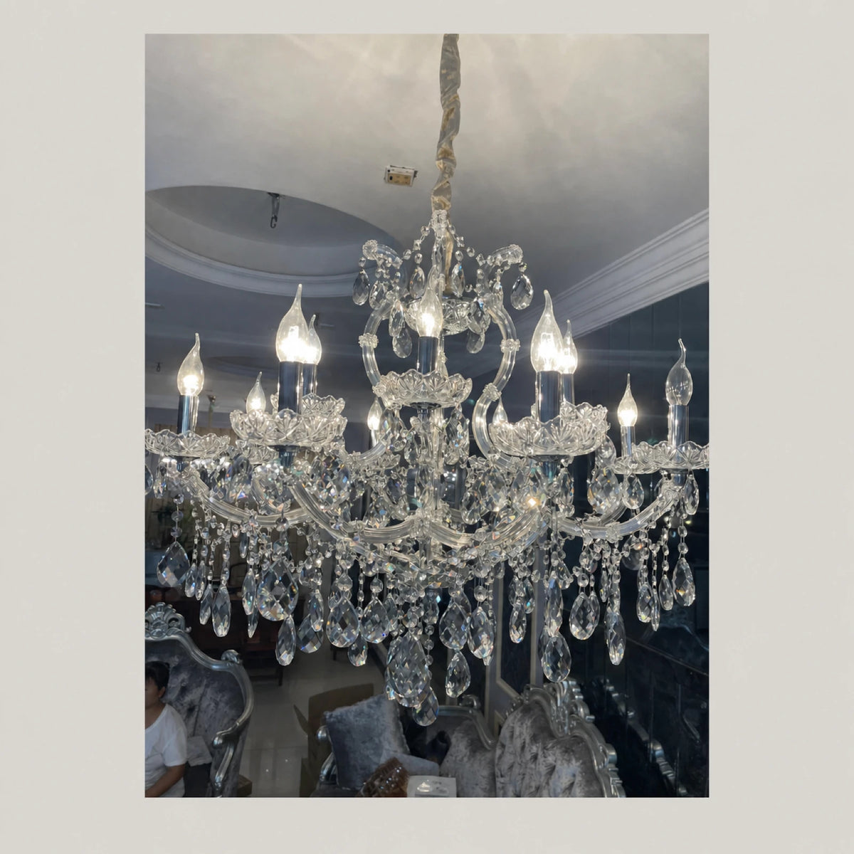 2013 Series Chrome Clip-On Candle-Style Crystal Chandelier