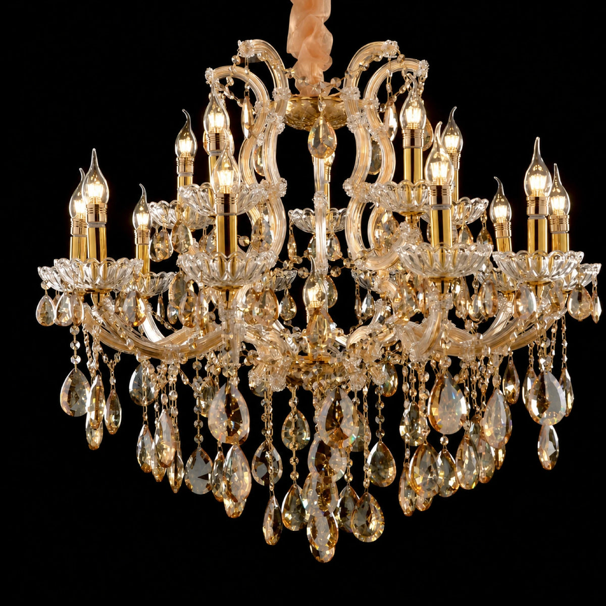 2017 Gold Clear and Amber Crystal Clip-On Candle-Style Chandelier Series