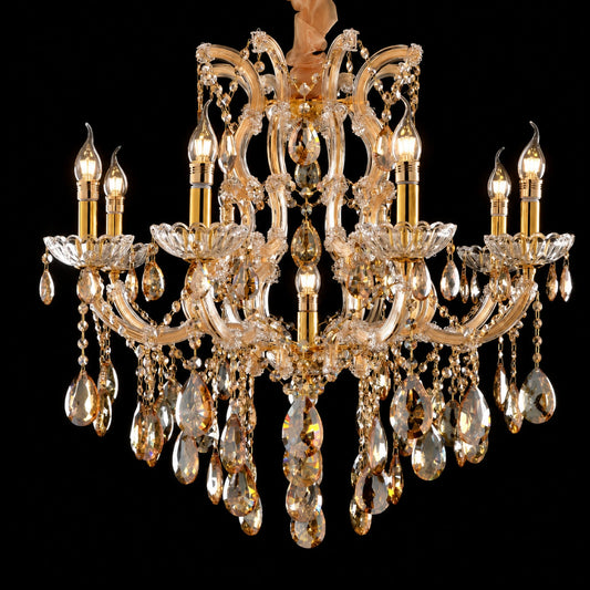2017 Gold Clear and Amber Crystal Clip-On Candle-Style Chandelier Series
