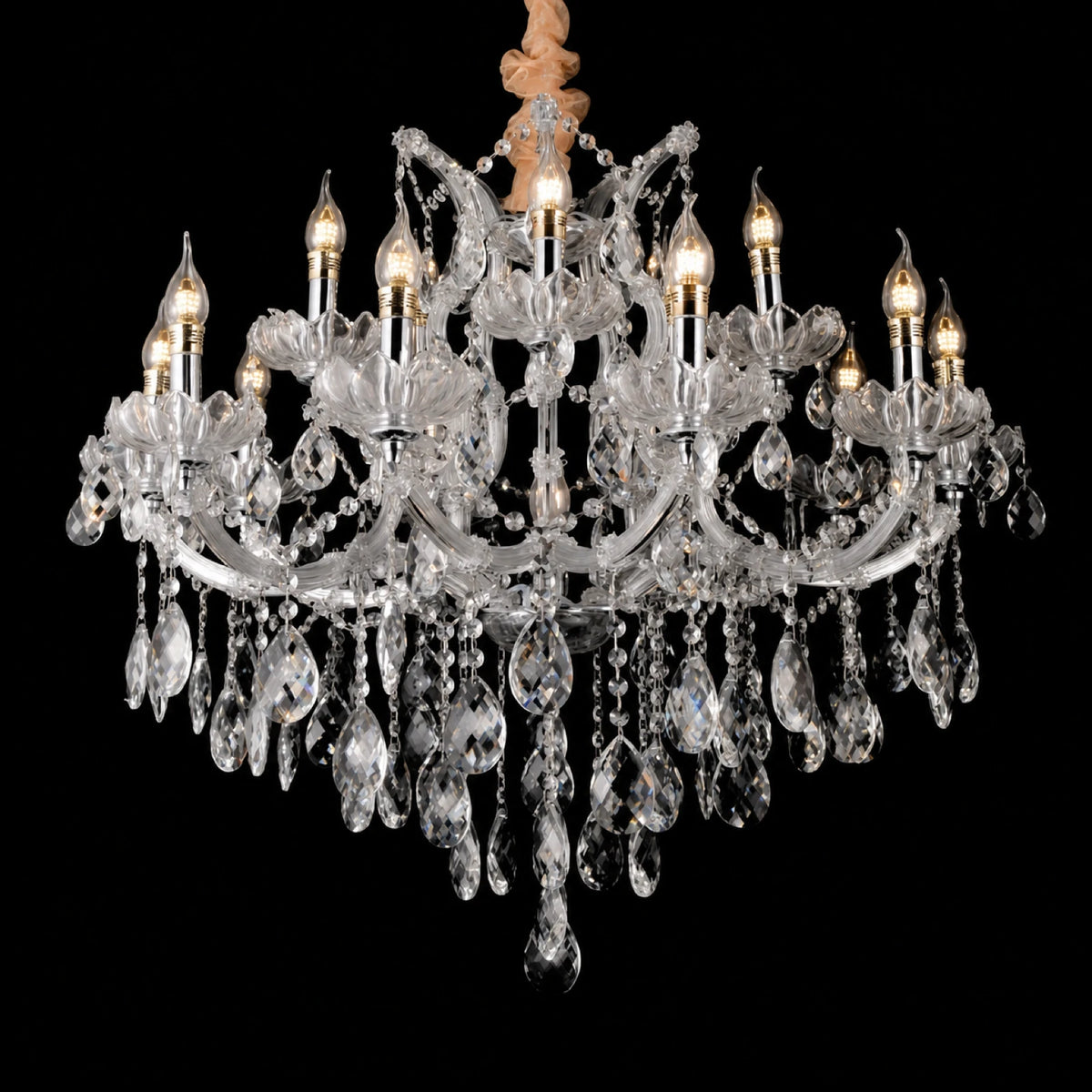 2018 Clear Crystal Clip Candle Chandelier Series - Chrome Finish