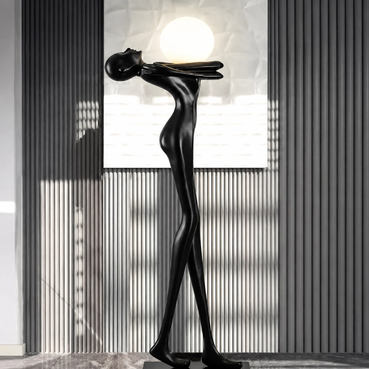 F9107 Figure Holding Globe Sculpture Floor Lamp