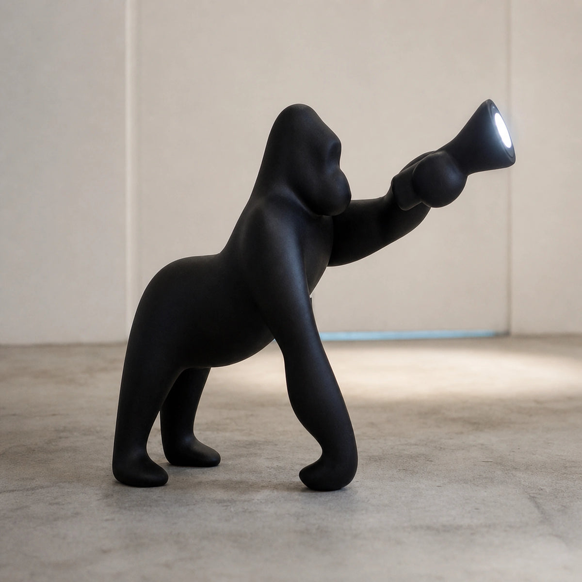 F9183 Black Gorilla Holding Light Sculpture Lamp