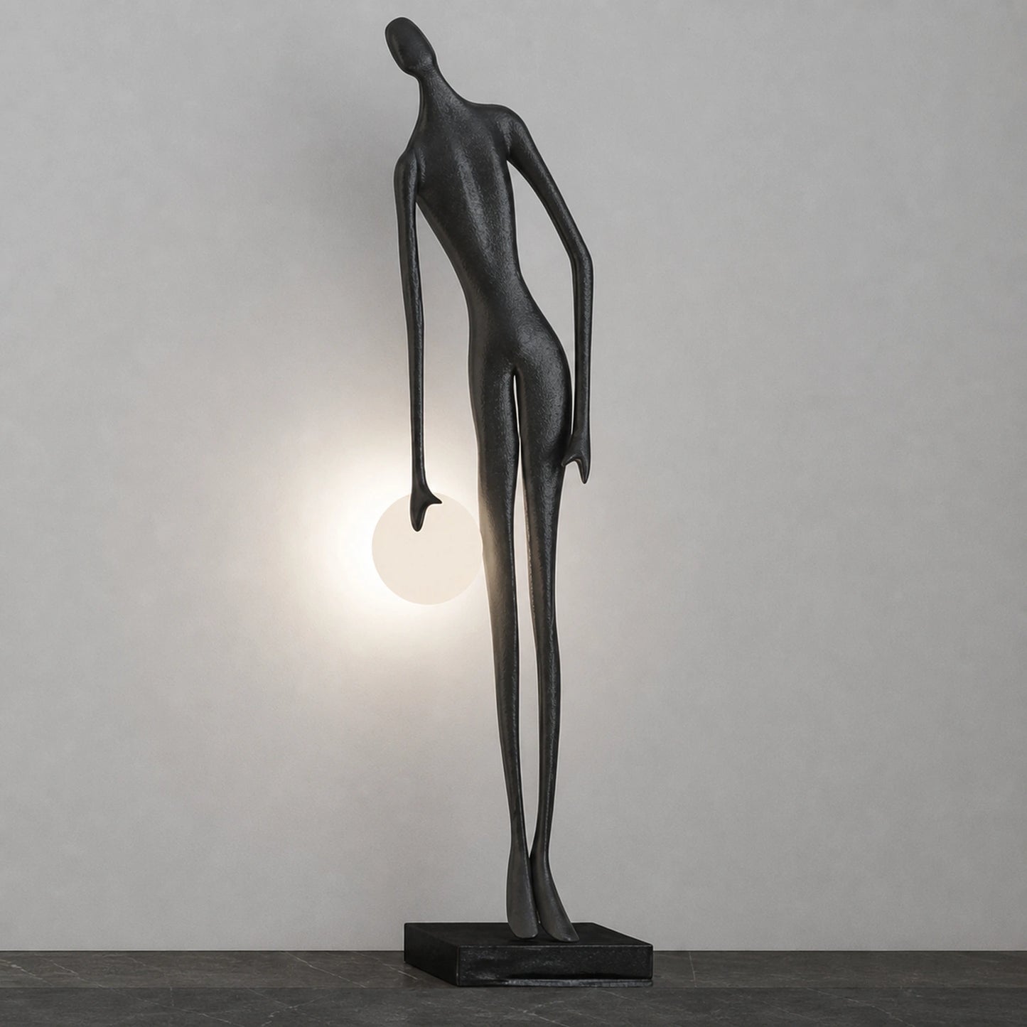 F9190 Black Leaning Figure Globe Floor Lamp