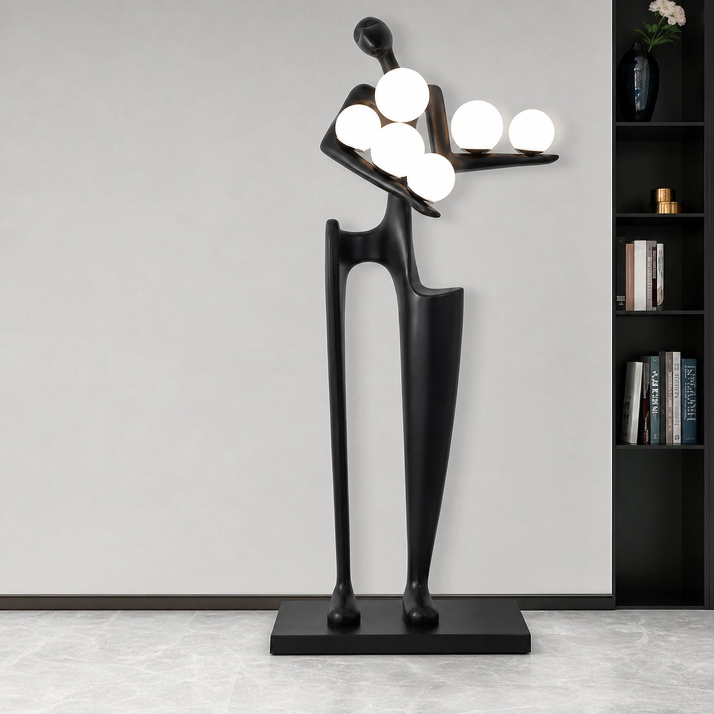 F9194 Black Two-Figure Globe Floor Lamp