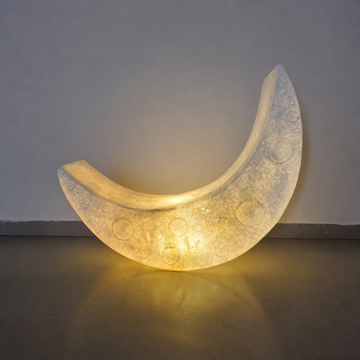 White Crescent Sculptural Floor Lamp