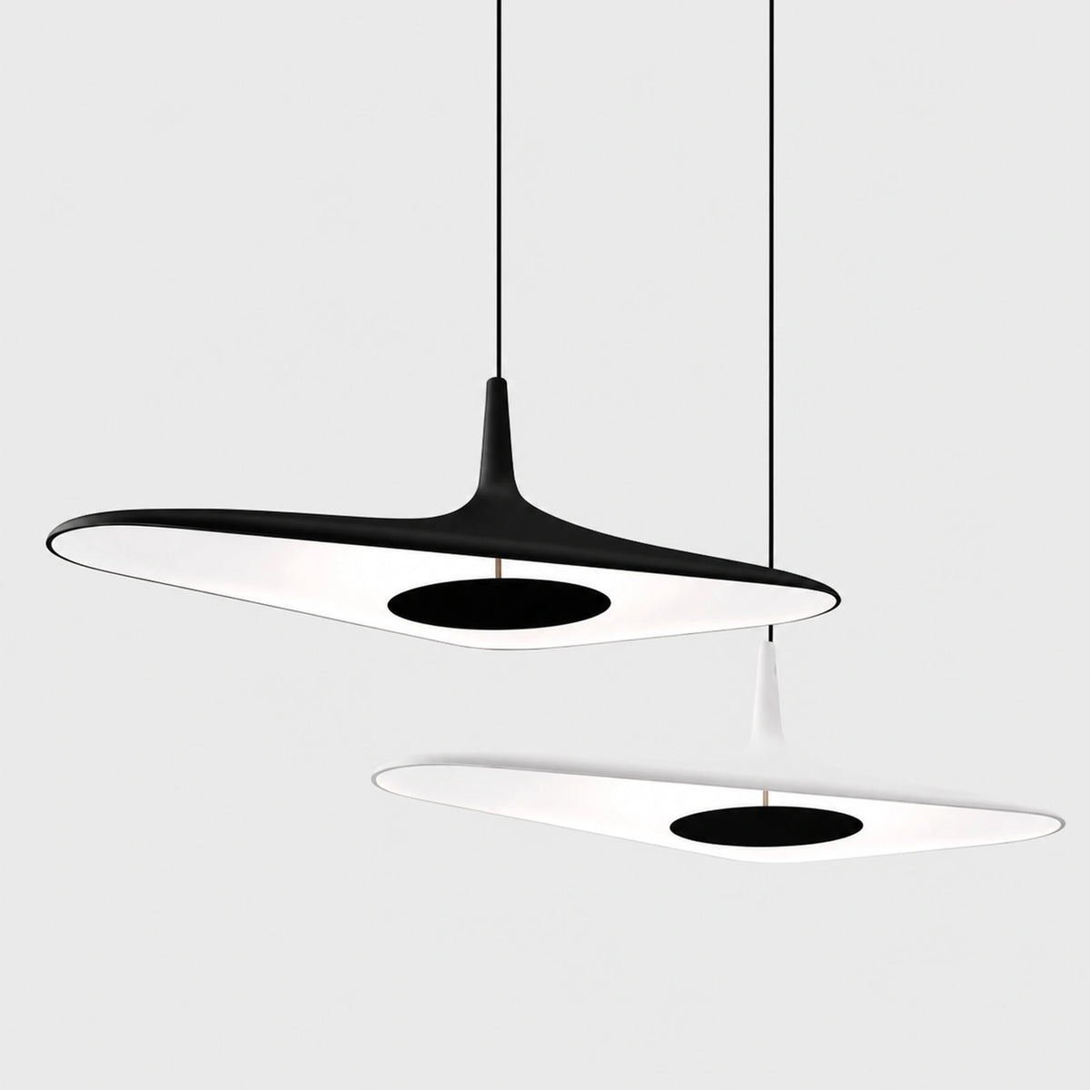 Black and White Flat Disc Pendant Light