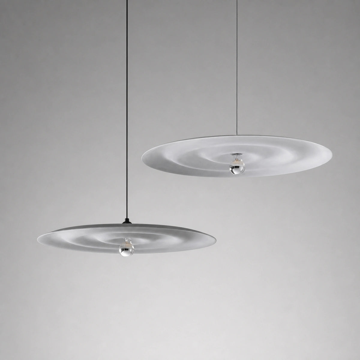 Gray and White Disc Pendant Light