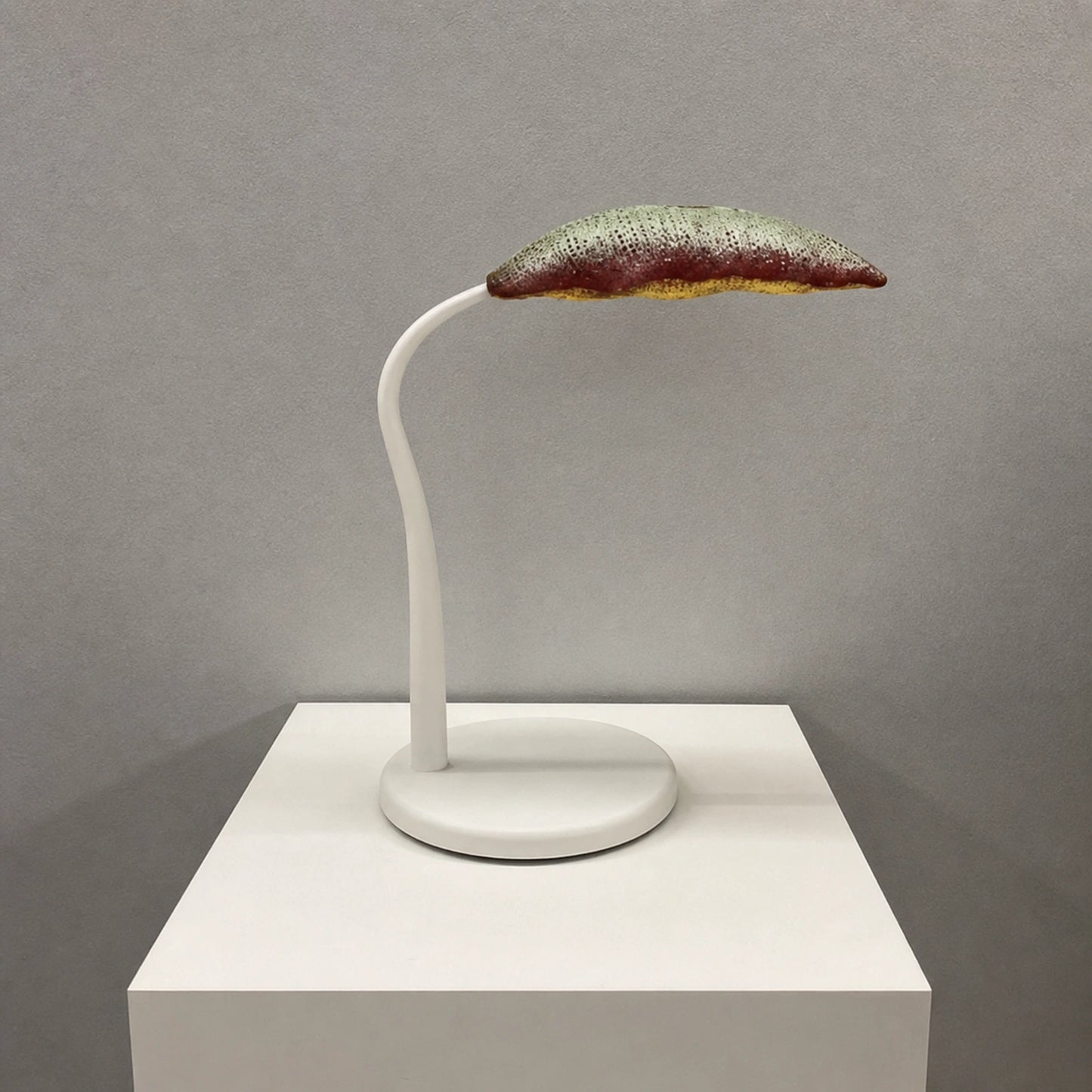 Green and Burgundy Curved Leaf Lamp