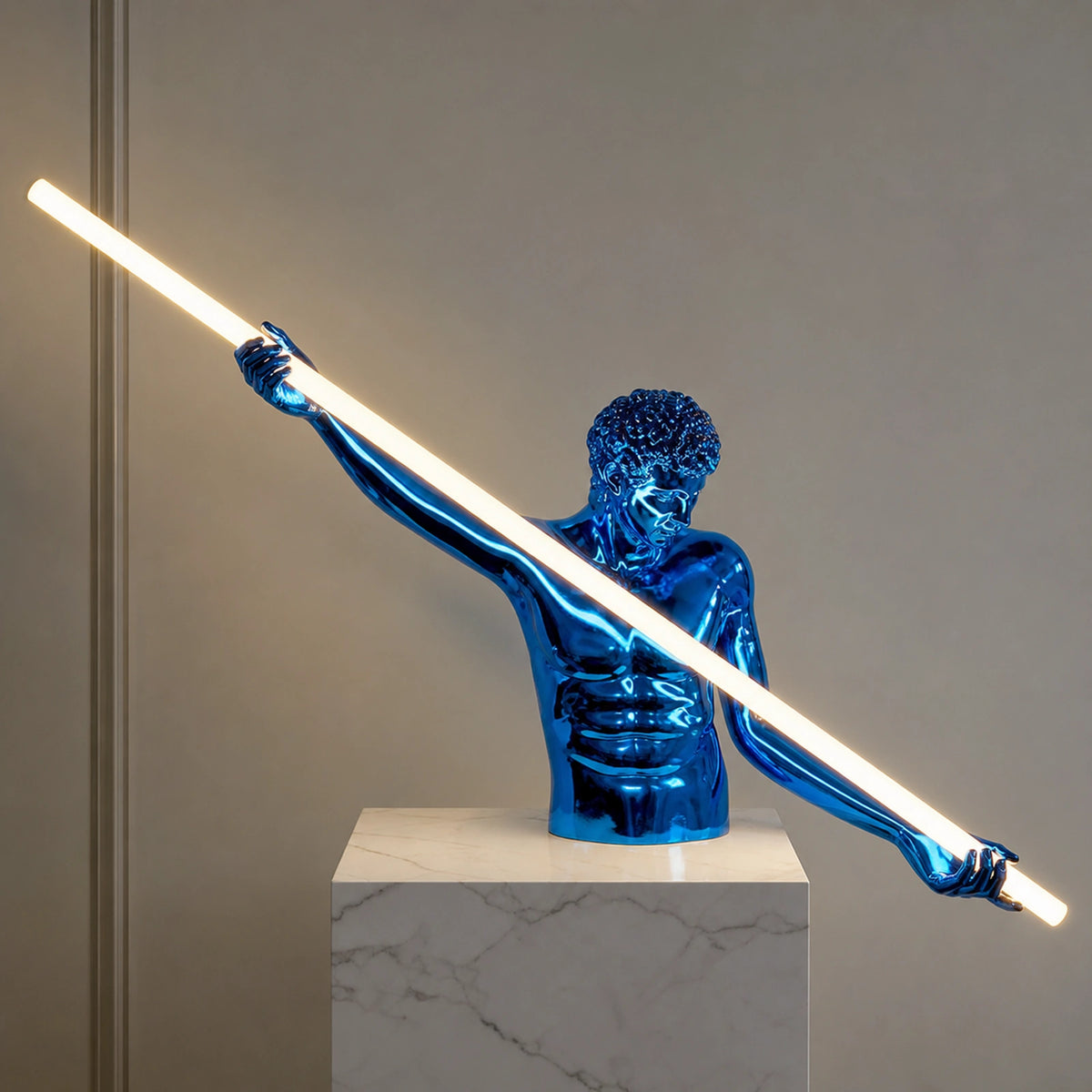 Blue Torso Figure Long-Rod Lamp