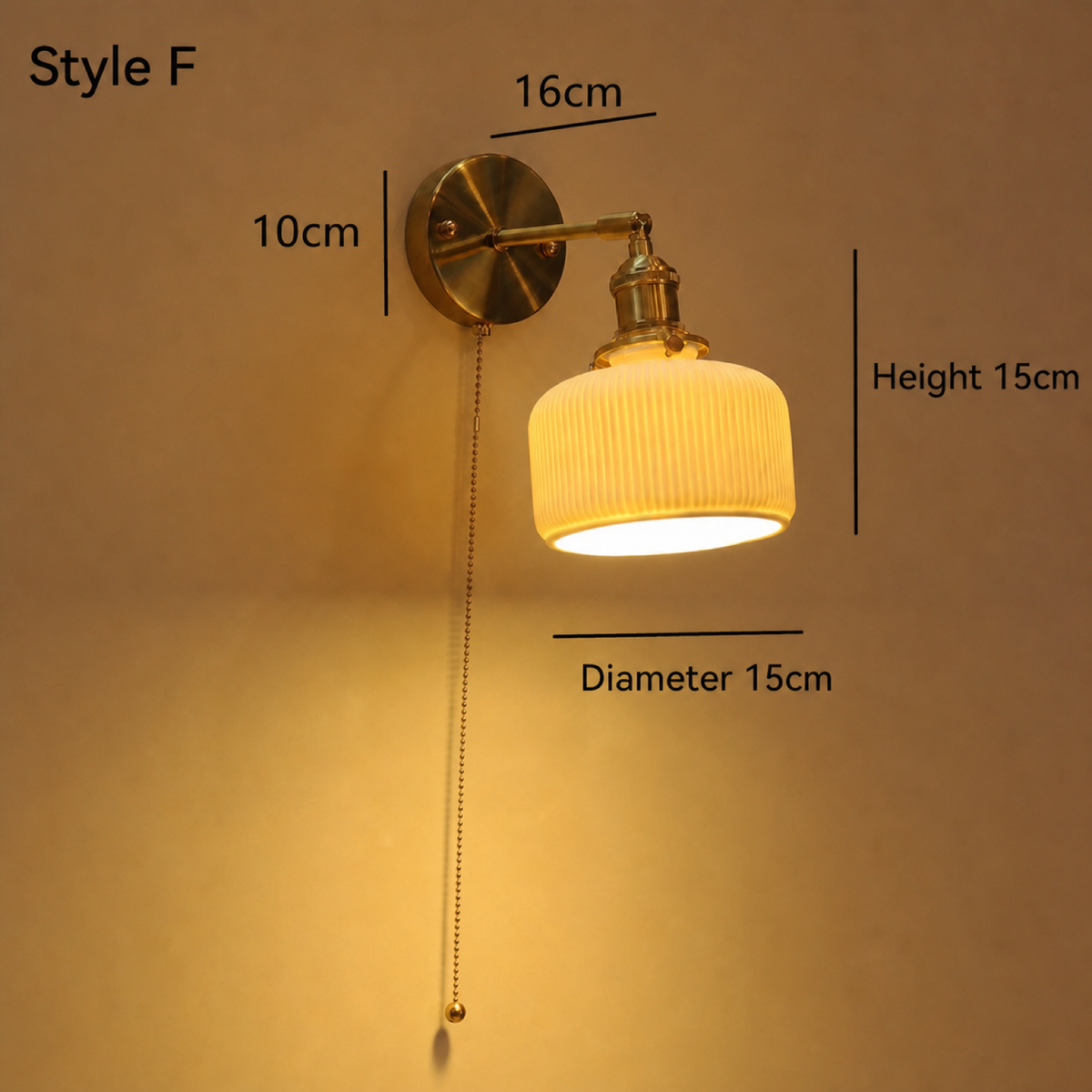 DGY-0092-DGY-0096 Ceramic Brass Copper-Finish Wall Light Series