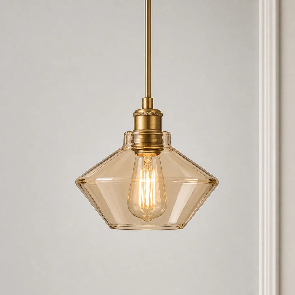 Cognac Glass Brass Pendant Light Series