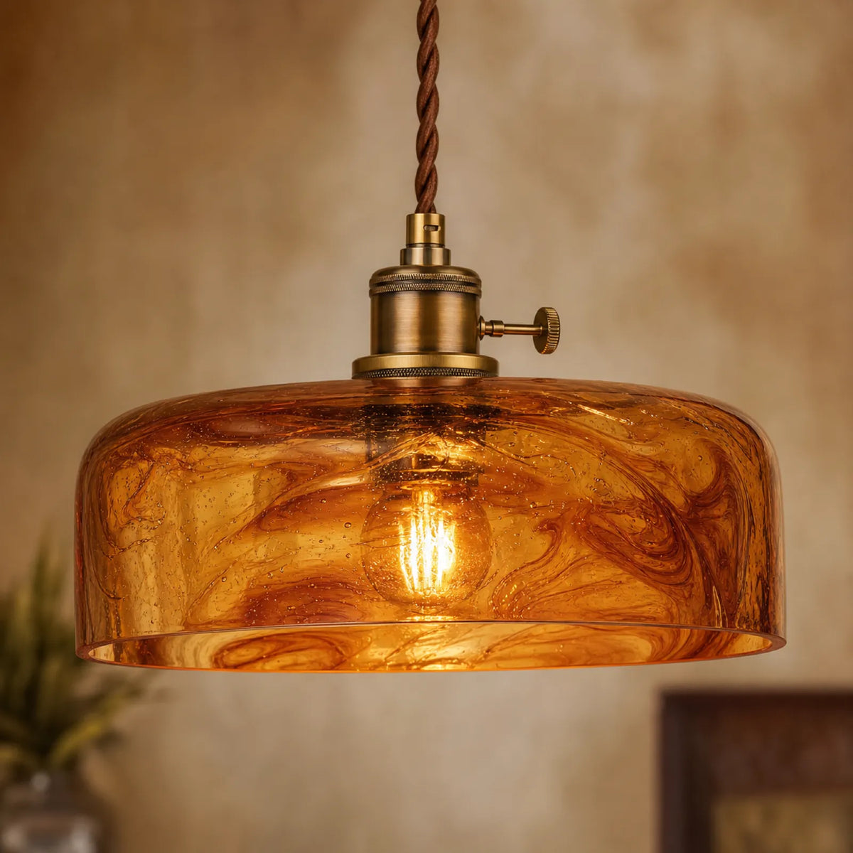 Brass Glass Pendant Light, Styles A-D