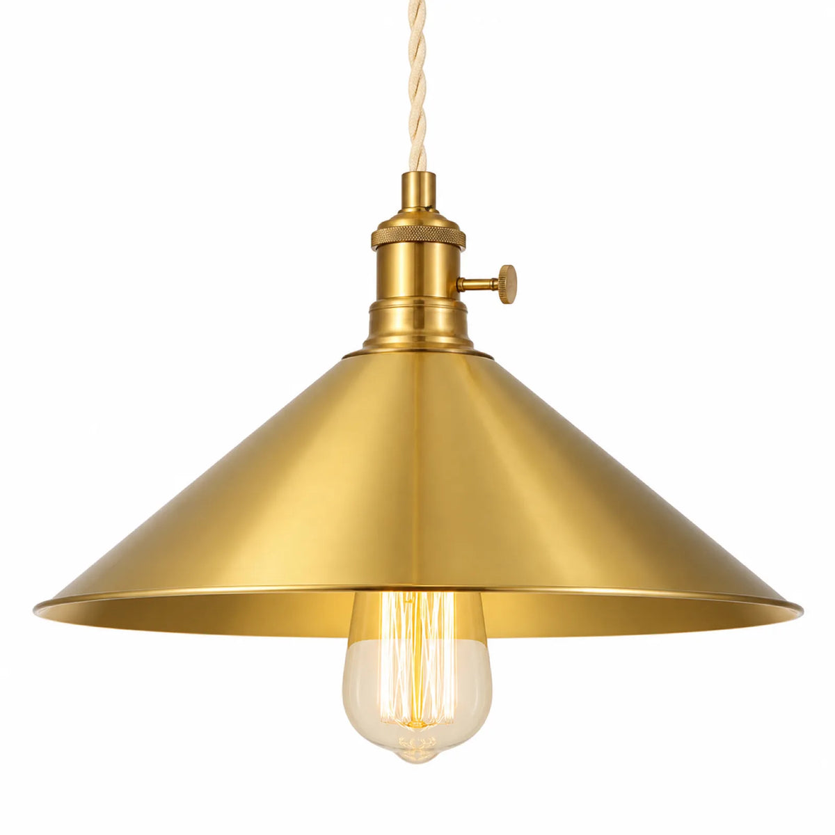 H65 Pure Brass Cone Pendant Light - Style A Hammered / Style B Smooth - Small/Large