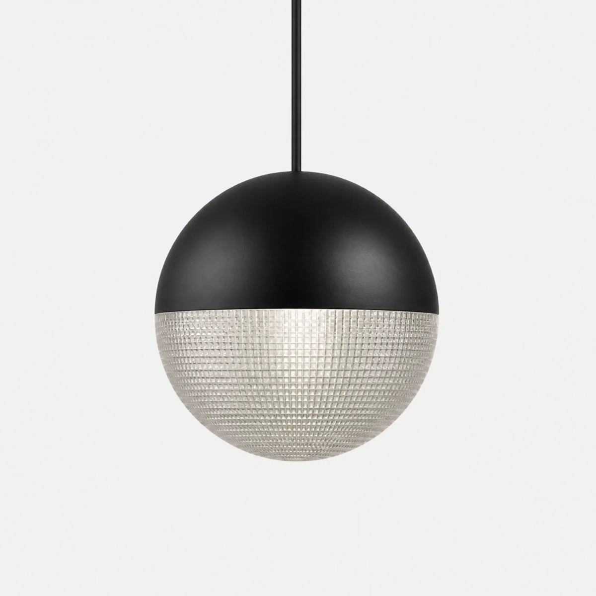 Small Style G Hemispherical Glass Pendant Light 20cm, Gold or Black Hardware