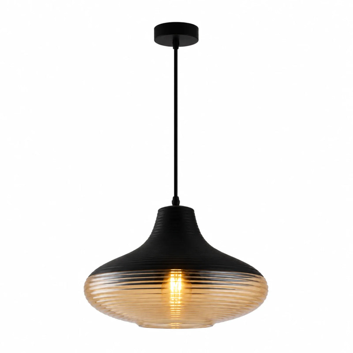 Black-Top Glass Pendant Light 10/16/26cm