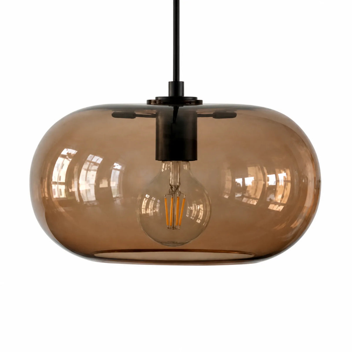 Smoke Gray and Coffee Oval Glass Pendant Light