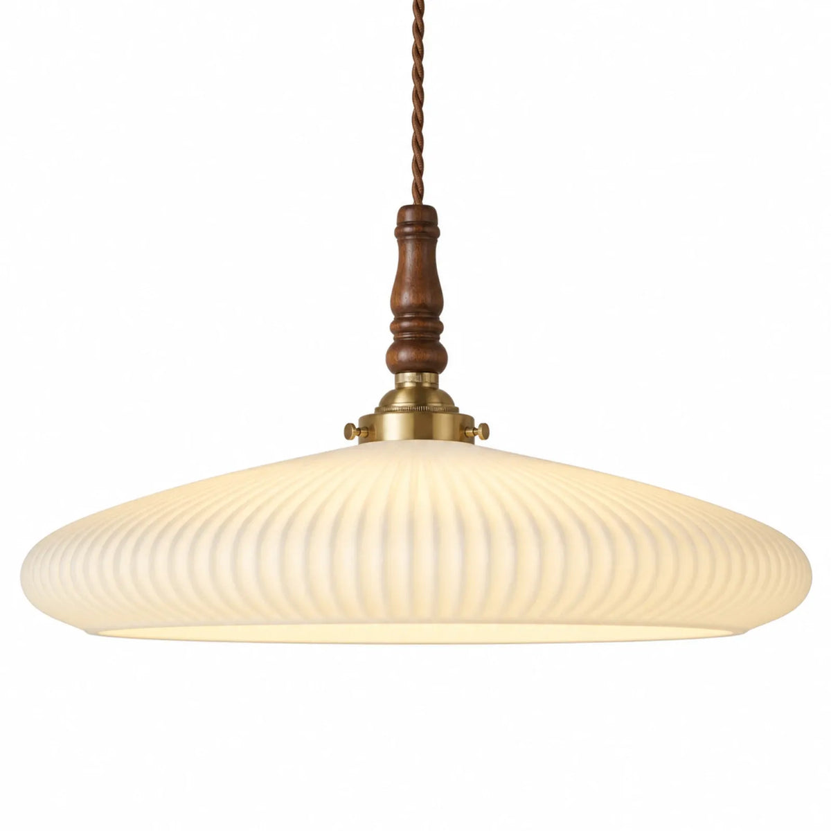 Ceramic, Brass and Walnut Pendant Light Series