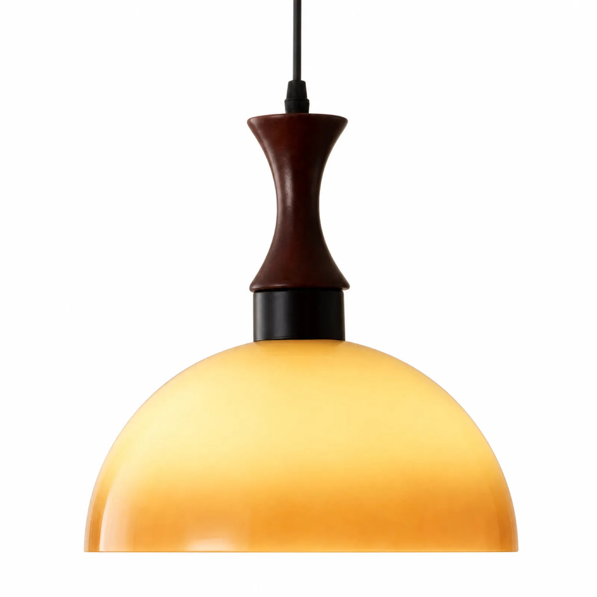 Amber Glass and Solid Wood Pendant Light Series