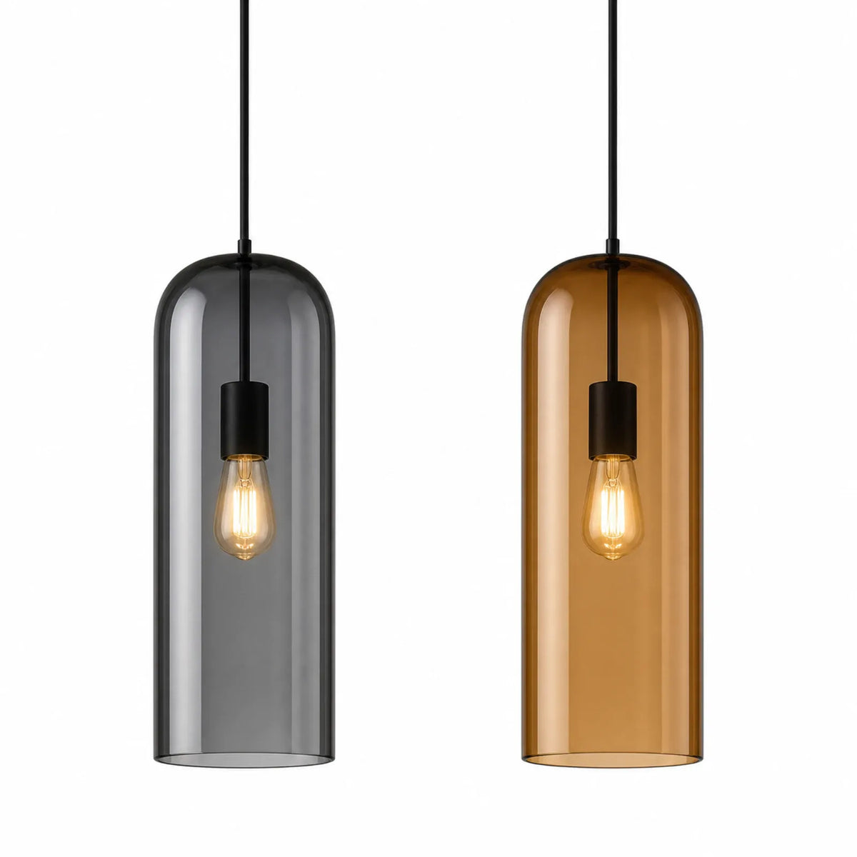 Smoke Gray and Amber Pendant Light