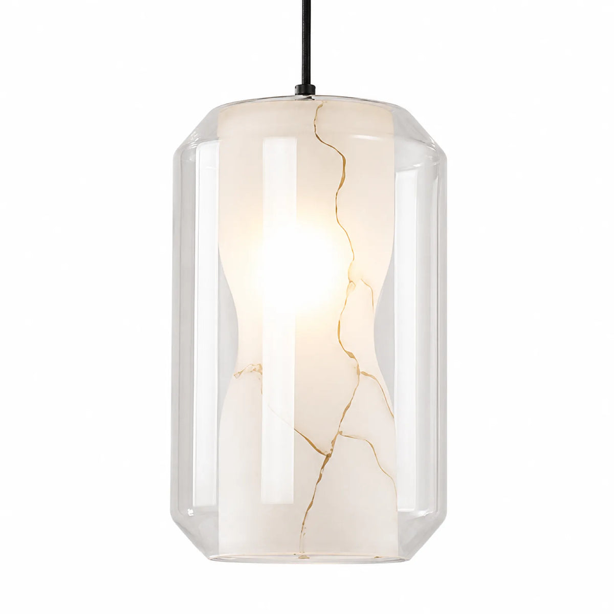 Marble-Effect Shade Glass Pendant Light 24*20cm/22*38cm