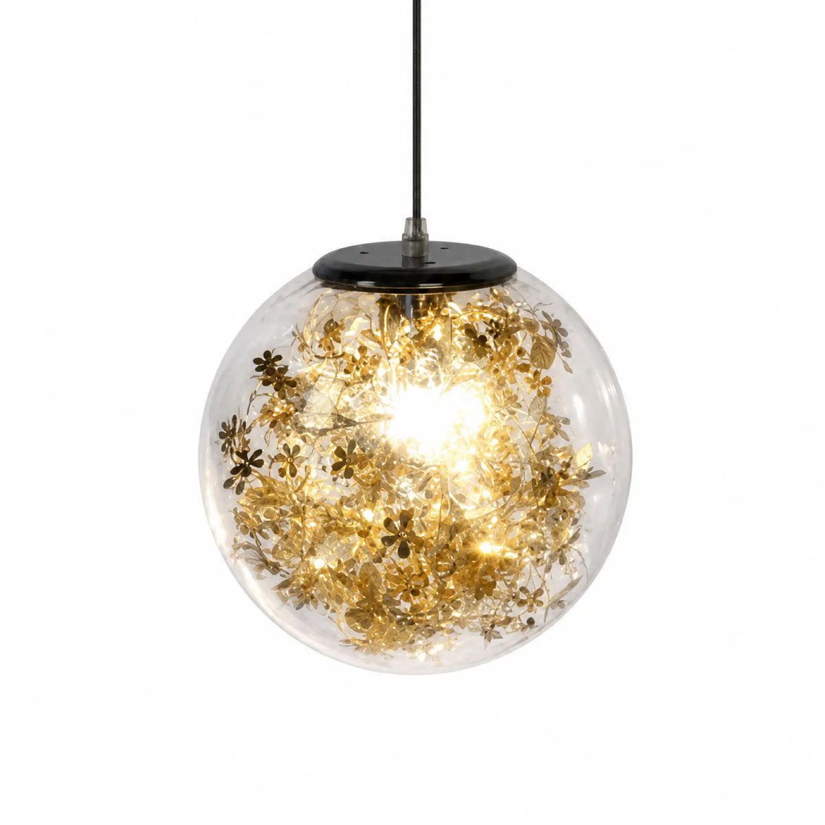 Gold and Silver Leaf Glass Pendant Light