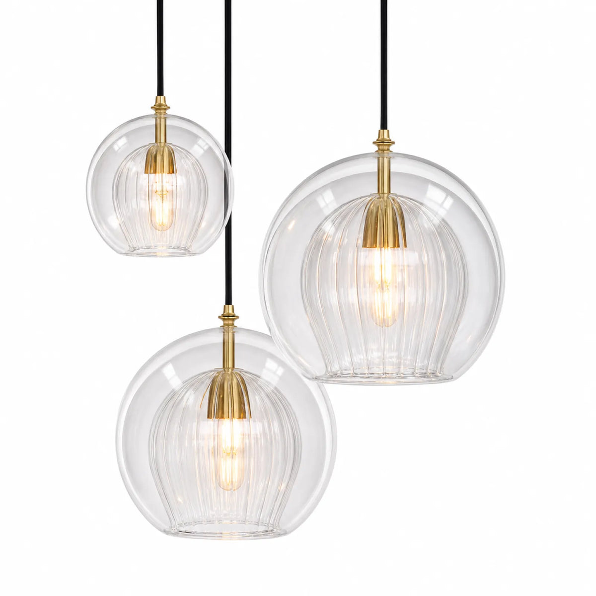 Clear Globe Glass Pendant Light, 15/20/25cm