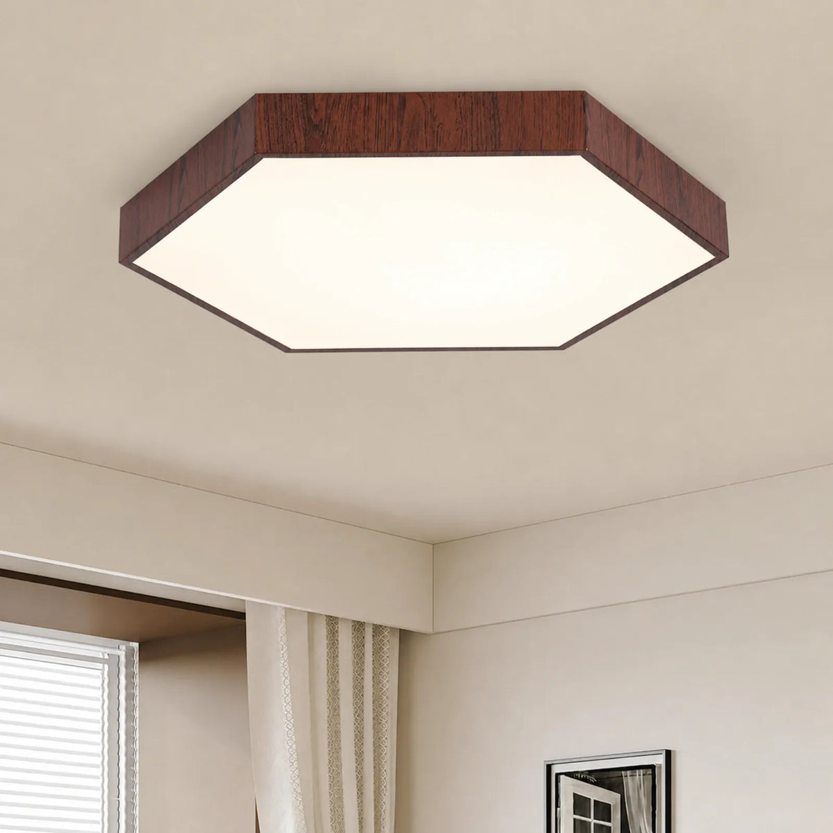 Faceted Octagonal Panel Ceiling Light