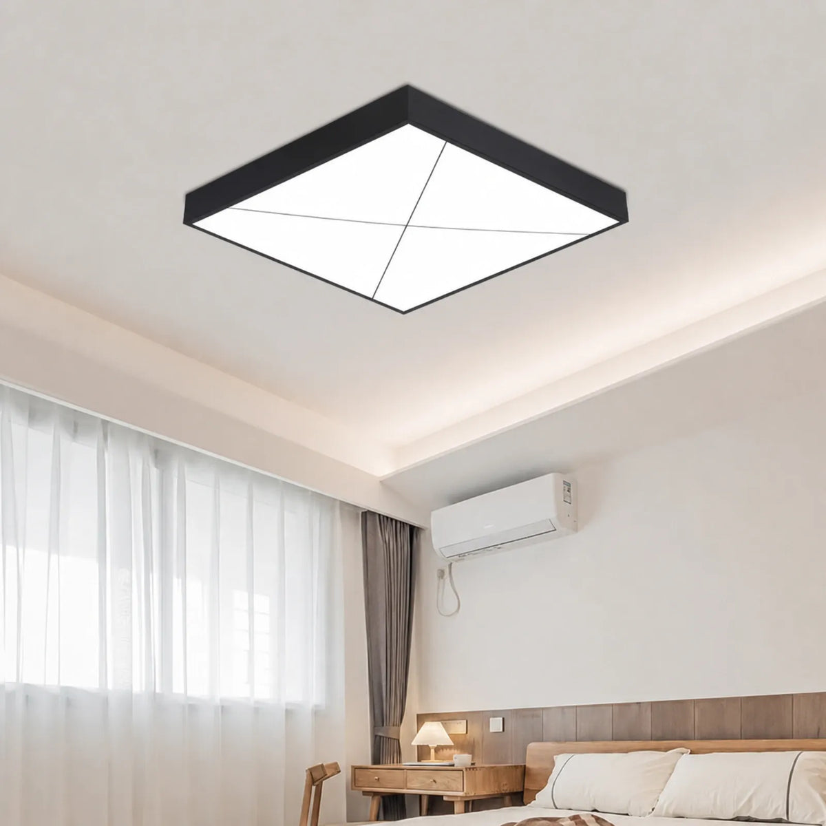 Wide-Rim Geometric Panel Ceiling Light