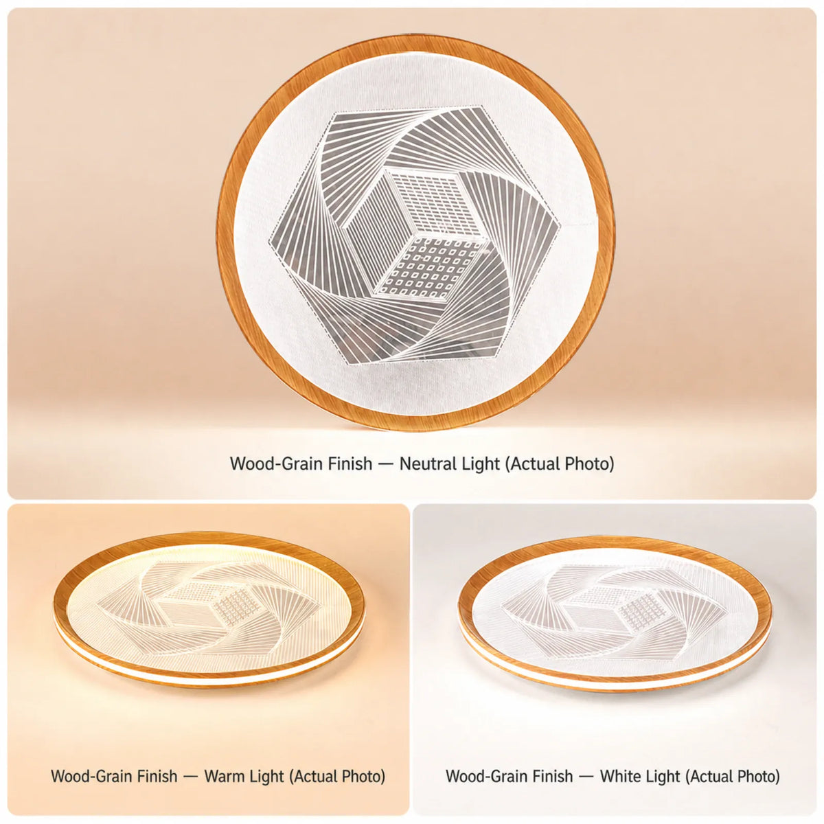 Pattern-Rim Hexagonal Spiral Ceiling Light