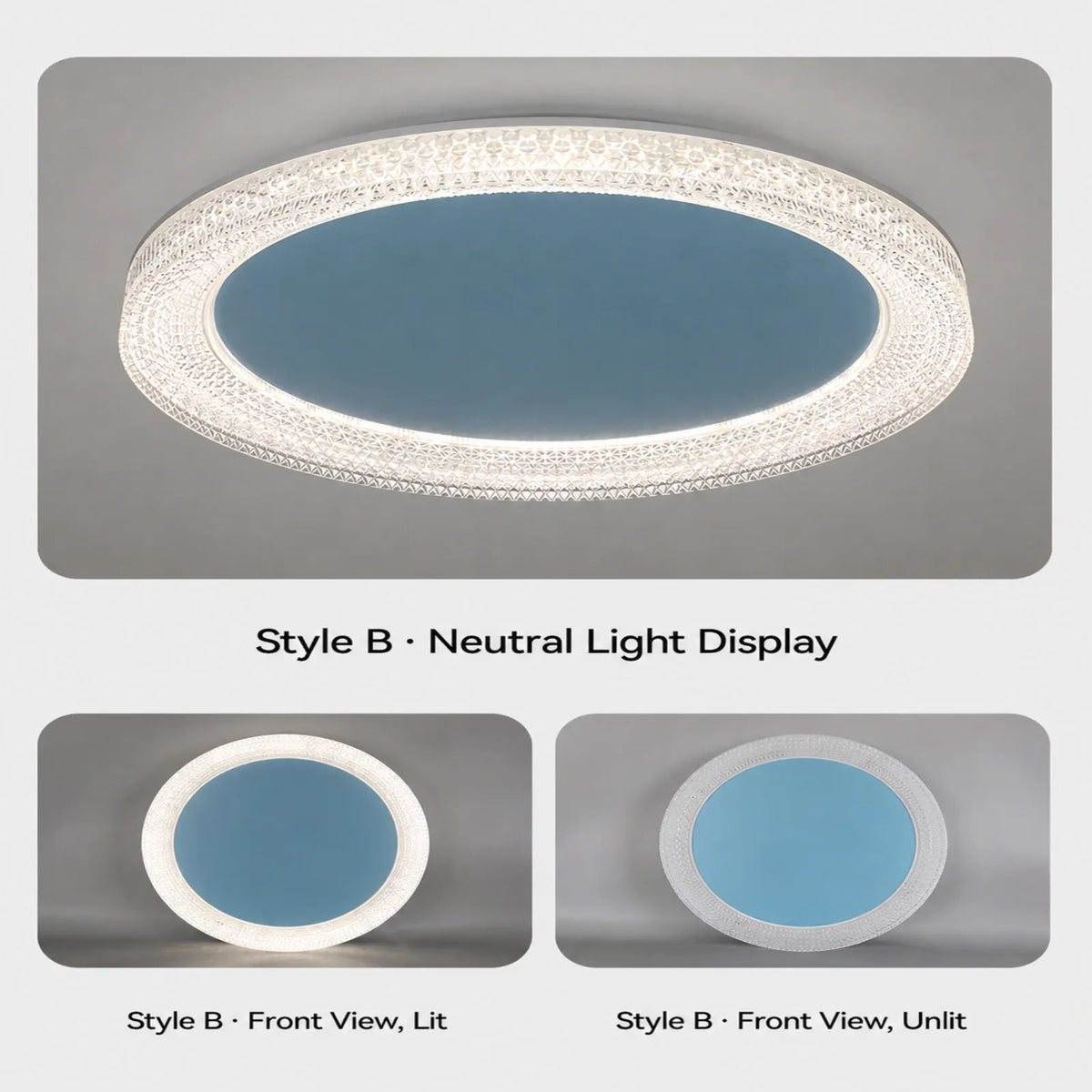 Textured-Rim Panel Ceiling Light