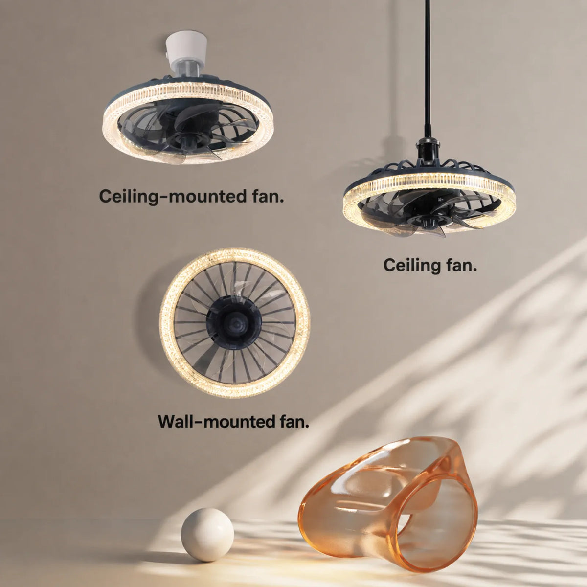 Ribbed Ring Ceiling Light with Fan