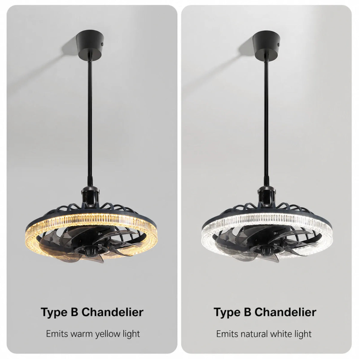 Petal-Rotor Faceted Ring Pendant Light