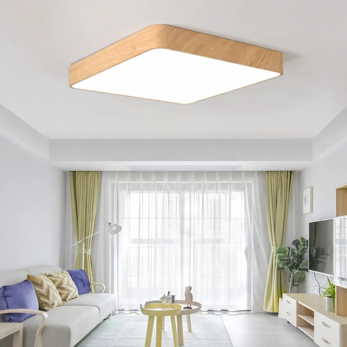 Pattern-Band Rounded-Square Ceiling Light
