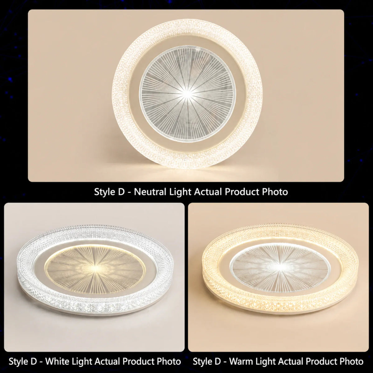 Sunburst-Center Textured-Rim Ceiling Light