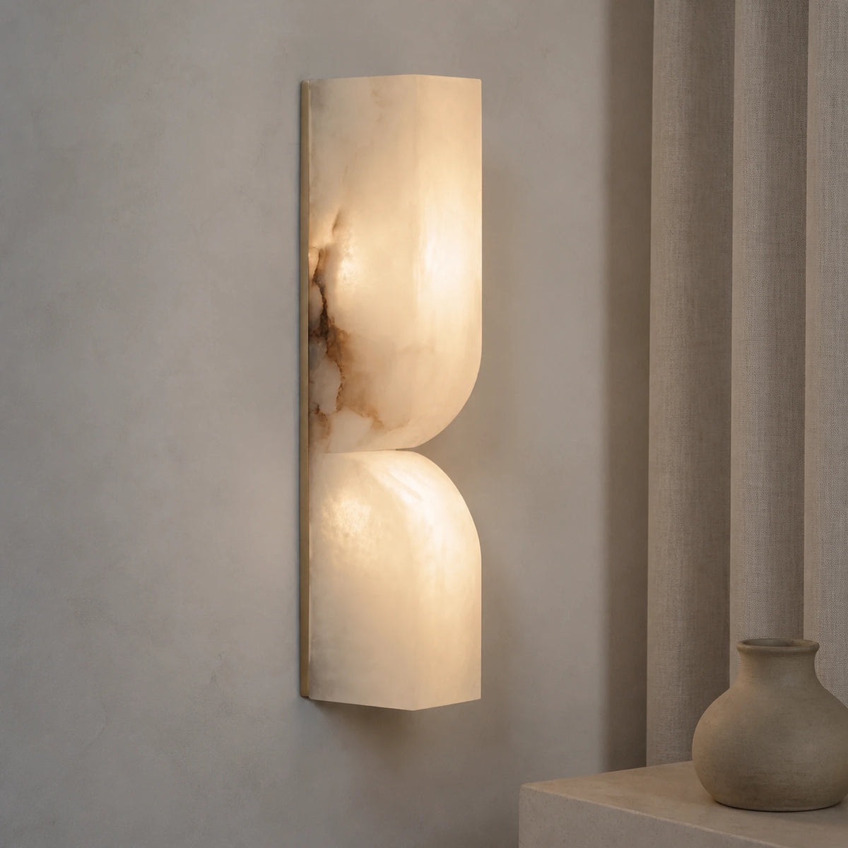 Double-Panel Alabaster Wall Sconce