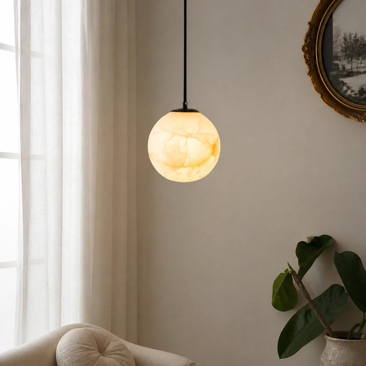 Alabaster Globe Pendant Light