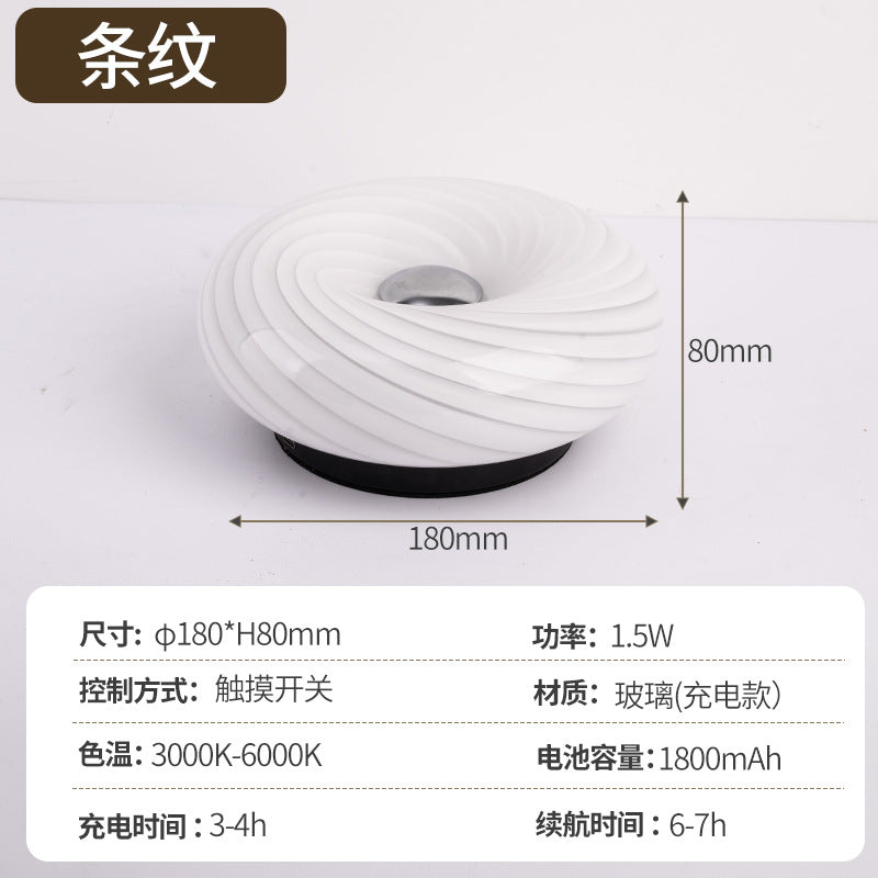 Bedside High-End Internet Celebrity Donut Charging Night Light Creative Decorative Table Lamp Atmosphere Lamp Glass Table Lamp