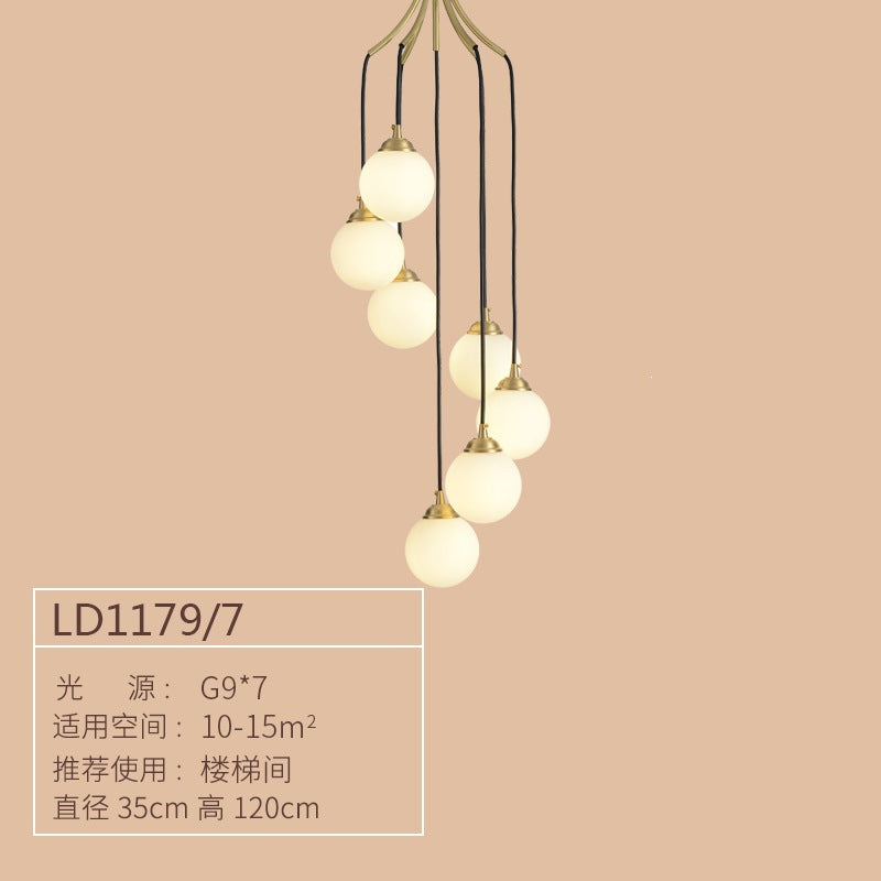 Long Pendant Light for Stairwell, Nordic Villa, Modern Minimalist and Elegant Living Room, Creative Dining Room, Rotating Duplex Large Pendant Light