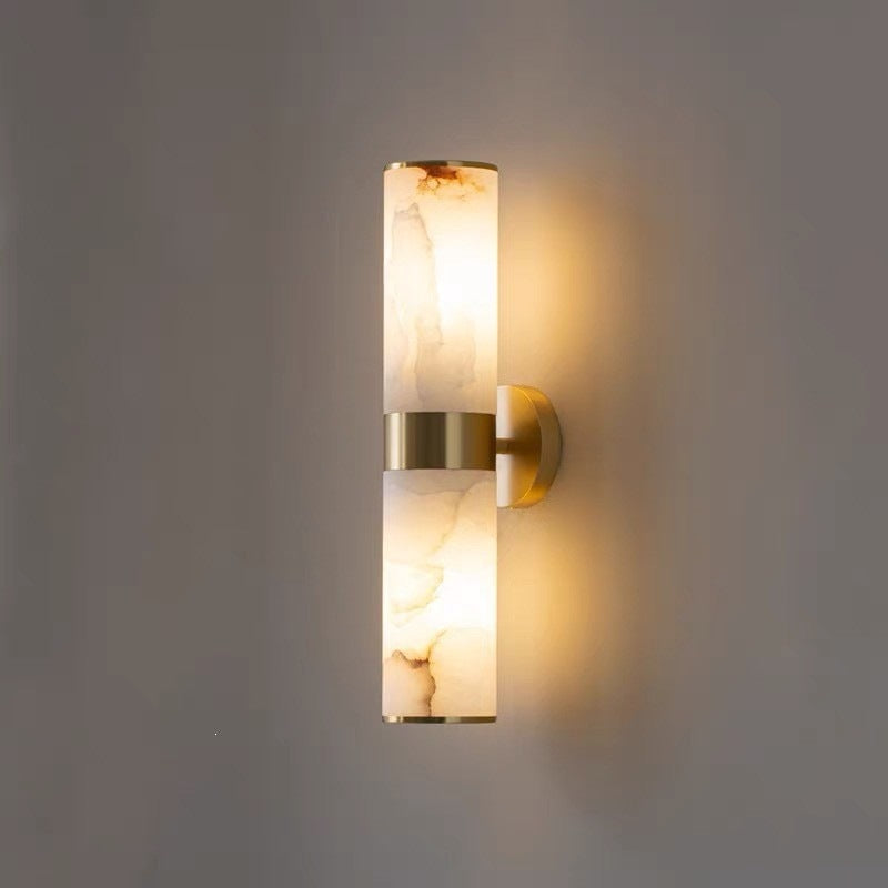 Natural marble all-copper living room background wall lamp designer art French light luxury Italian bedroom bedside lamp
