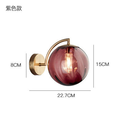 Postmodern Bedroom Bedside Wall Lamp American Simple Nordic Designer Hotel Aisle Staircase Glass Ball Small Wall Lamp