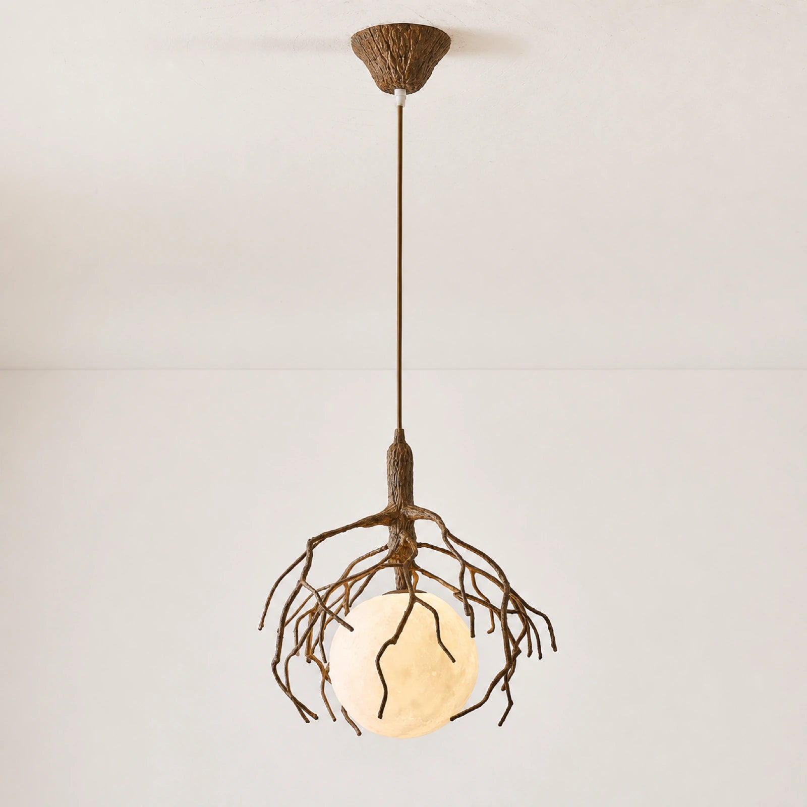Single-Light Sanqiu Moonwheel Branch Pendant Light