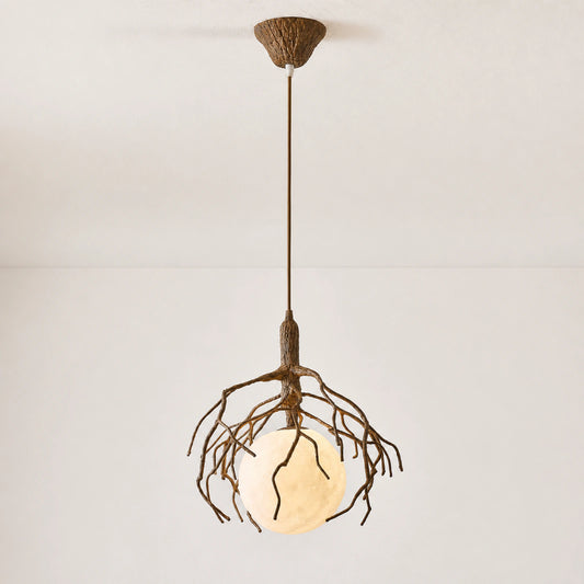 Single-Light Sanqiu Moonwheel Branch Pendant Light