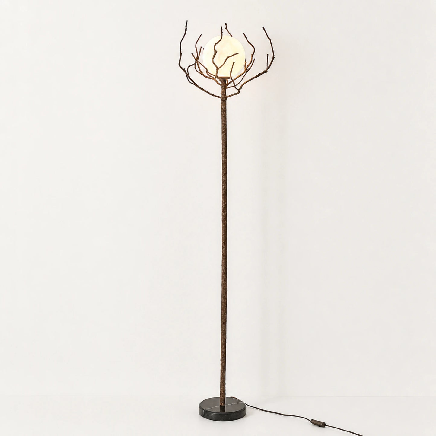 Single-Light Faux Branch Globe Floor Lamp
