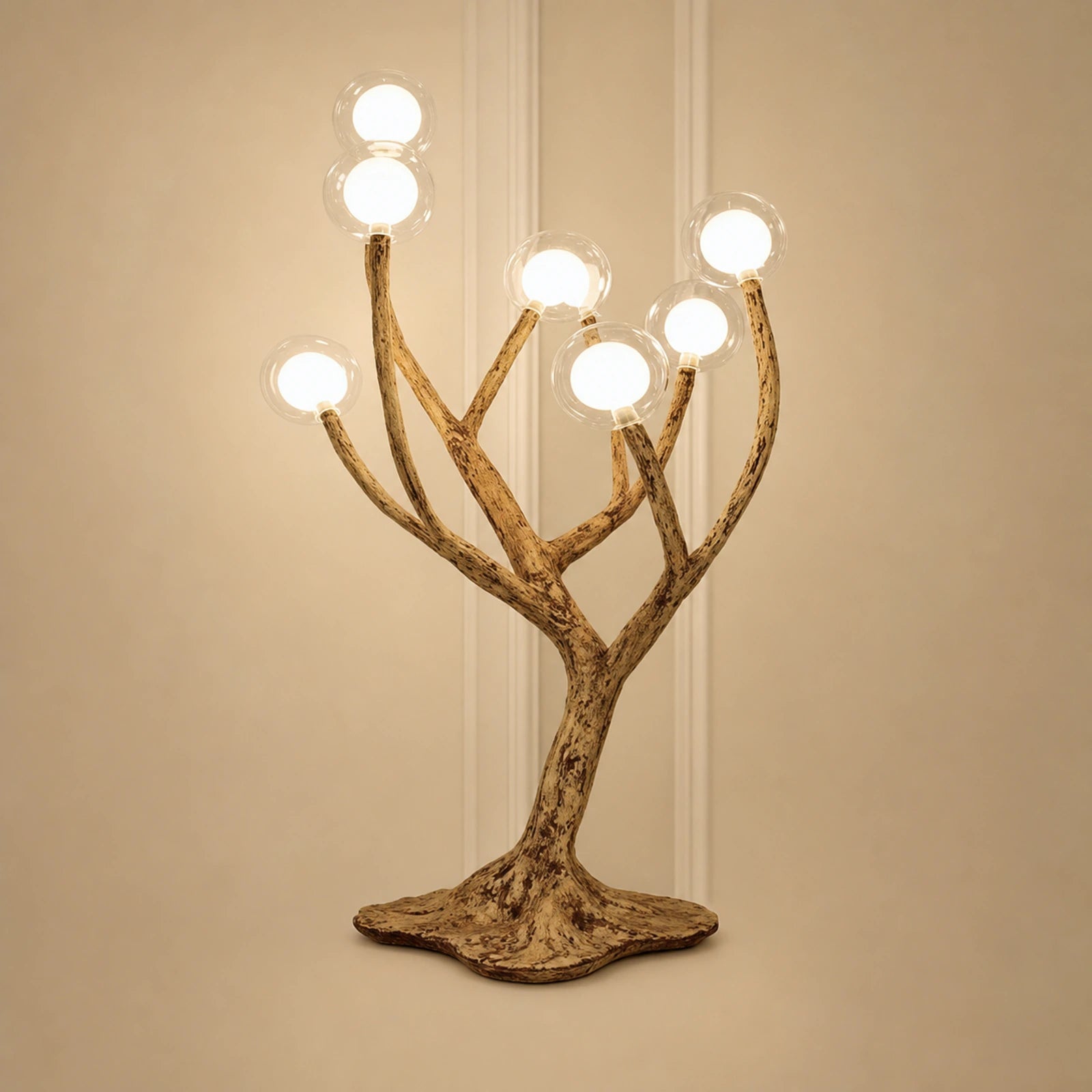 Natural Wood T08 Globe Branch Table Lamp