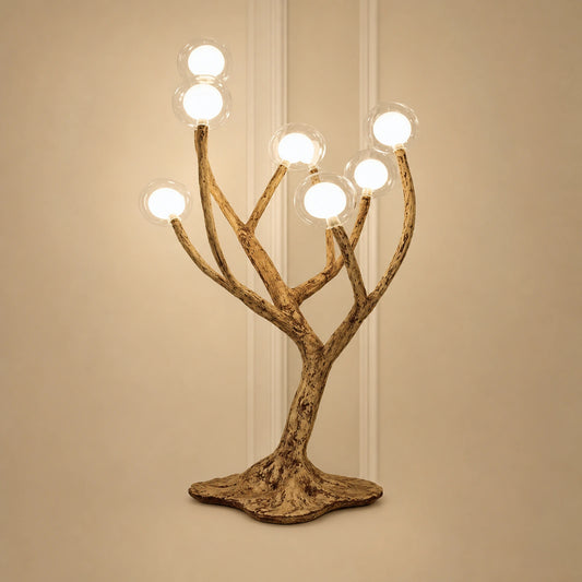 Natural Wood T08 Globe Branch Table Lamp