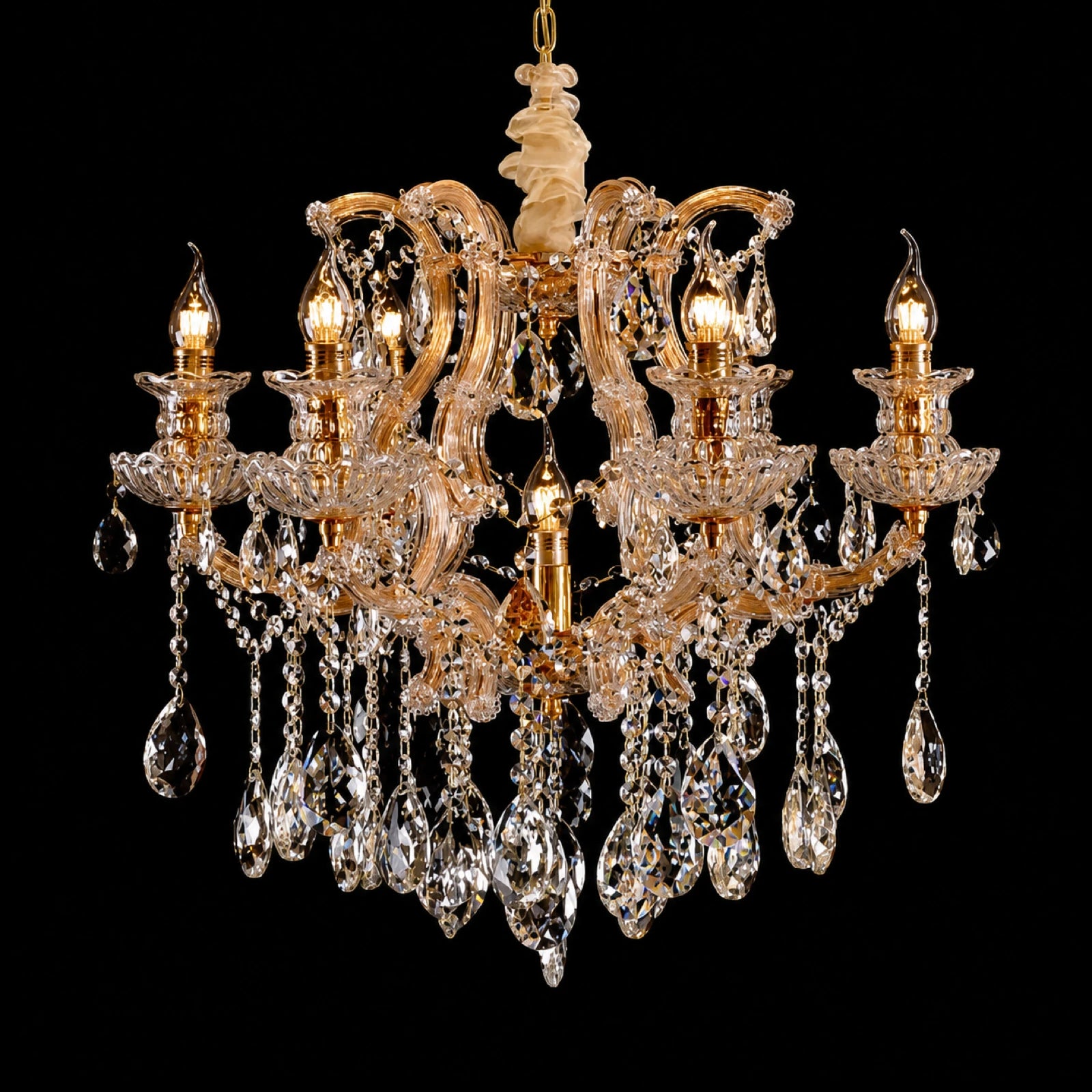 2014 Series Gold Clip-On Candle-Style Crystal Chandelier