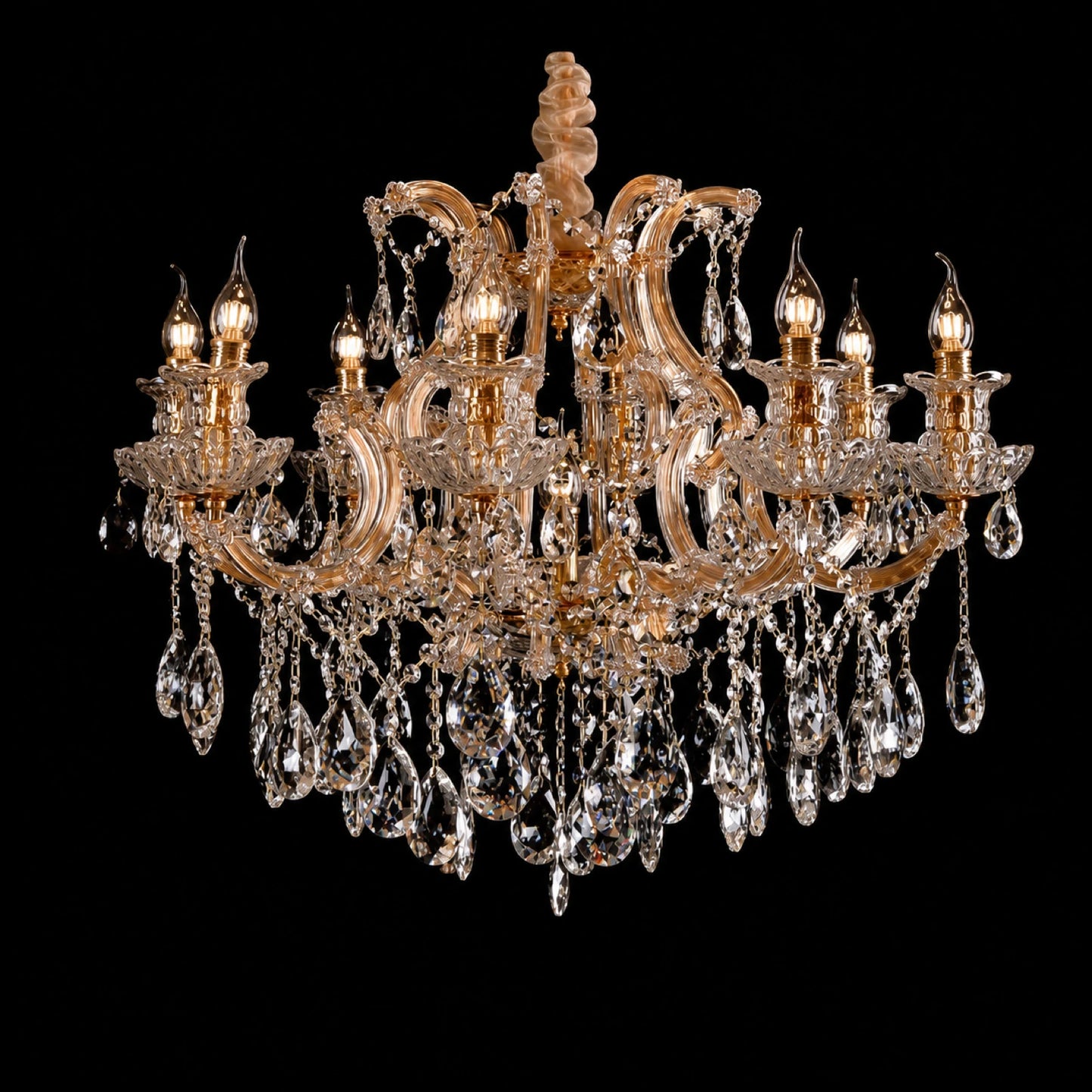 2014 Series Gold Clip-On Candle-Style Crystal Chandelier