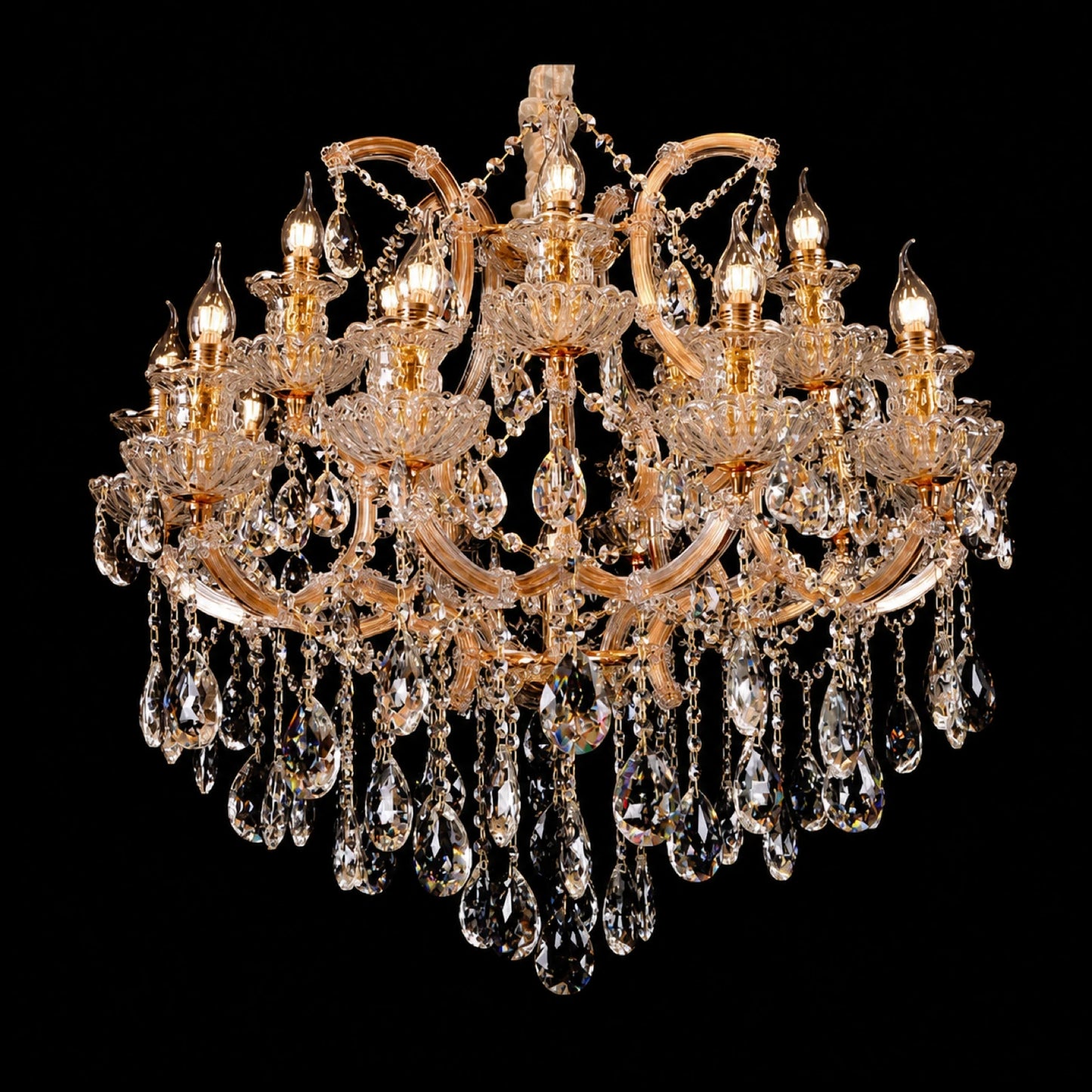 2014 Series Gold Clip-On Candle-Style Crystal Chandelier