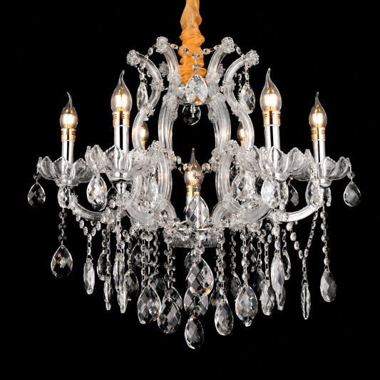 2018 Clear Crystal Clip Candle Chandelier Series - Chrome Finish
